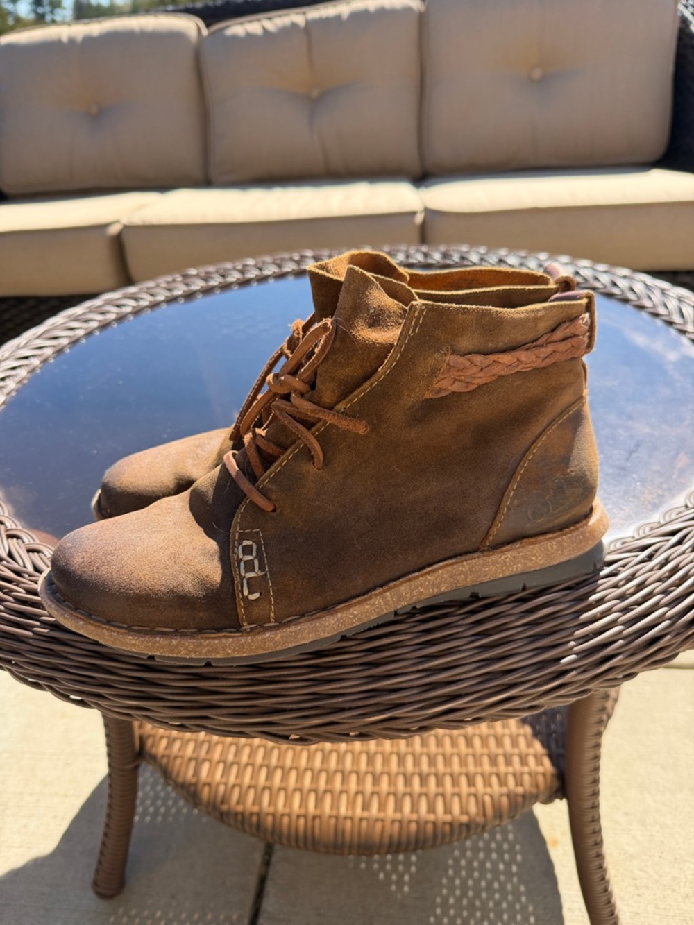 Born Brown Leather Chukka Boots - Stitched Details - Women's 10 / EU 42 rugged - Picture 4 of 9